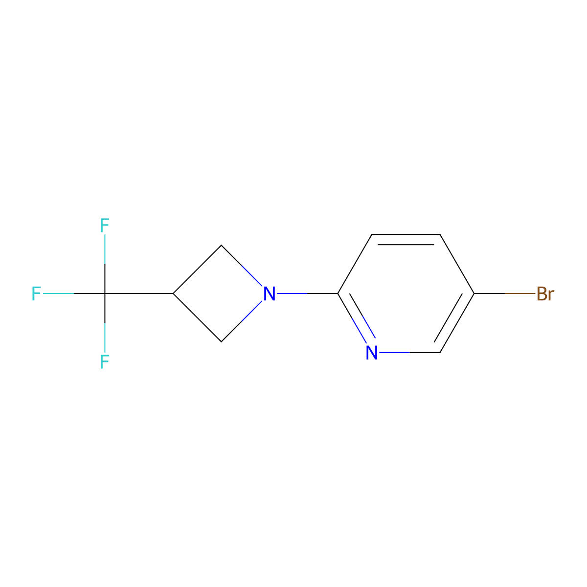 5-Bromo-2-[3-(trifluoromethyl)azetidin-1-yl]pyridine molecular structure, CAS 2640815-81-0