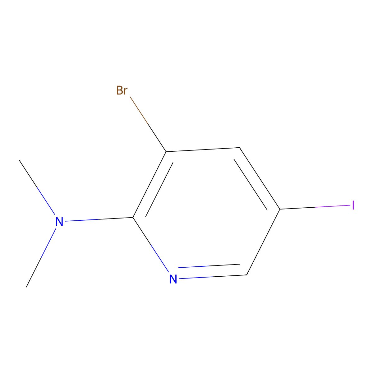 3-Bromo-5-iodo-N,N-dimethylpyridin-2-amine molecular structure, CAS 2640815-86-5