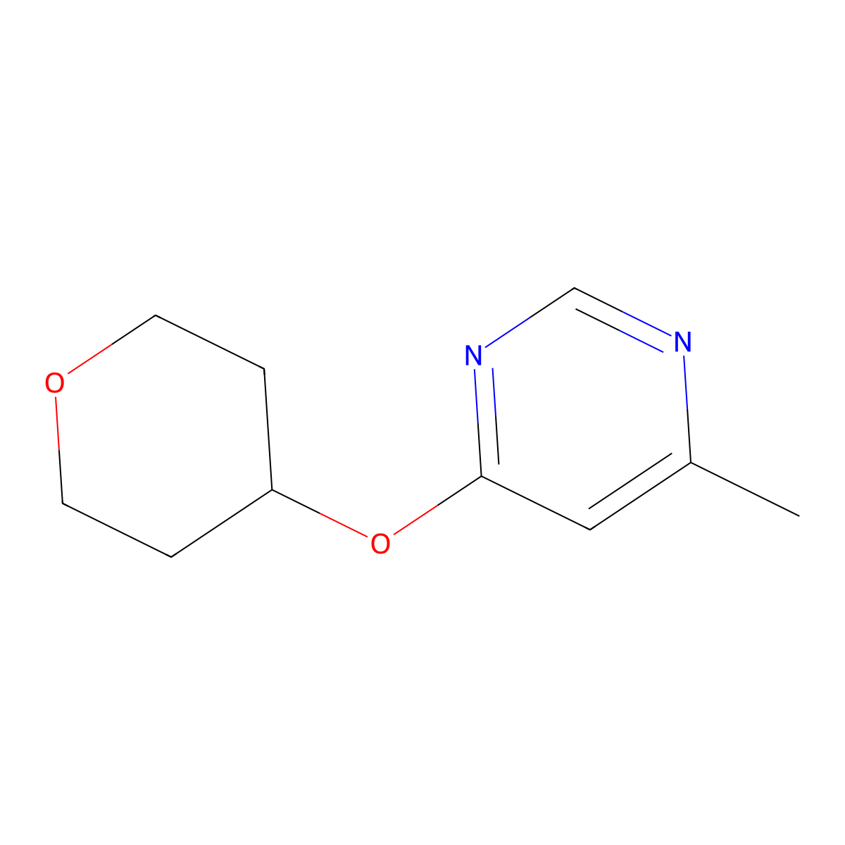 4-Methyl-6-(oxan-4-yloxy)pyrimidine molecular structure, CAS 2640815-89-8
