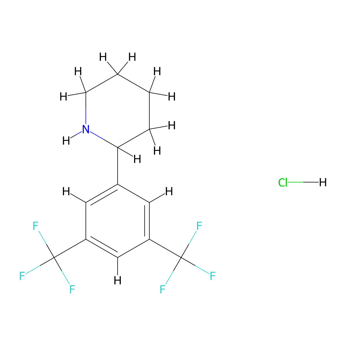 2-[3,5-Bis(trifluoromethyl)phenyl]piperidine hydrochloride molecular structure, CAS 2640815-92-3