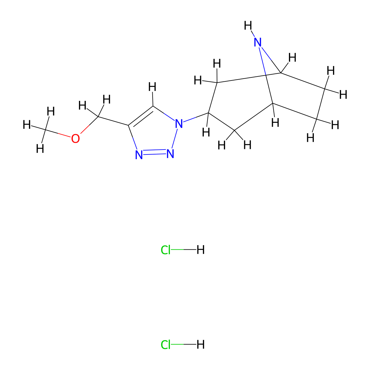 3-[4-(methoxymethyl)-1H-1,2,3-triazol-1-yl]-8-azabicyclo[3.2.1]octane dihydrochloride molecular structure, CAS 2640815-95-6
