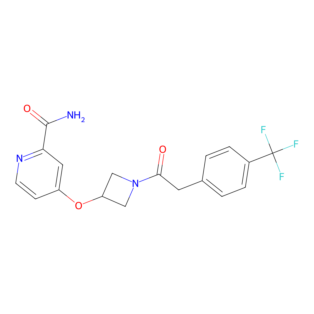 4-[(1-{2-[4-(Trifluoromethyl)phenyl]acetyl}azetidin-3-yl)oxy]pyridine-2-carboxamide molecular structure, CAS 2640817-64-5