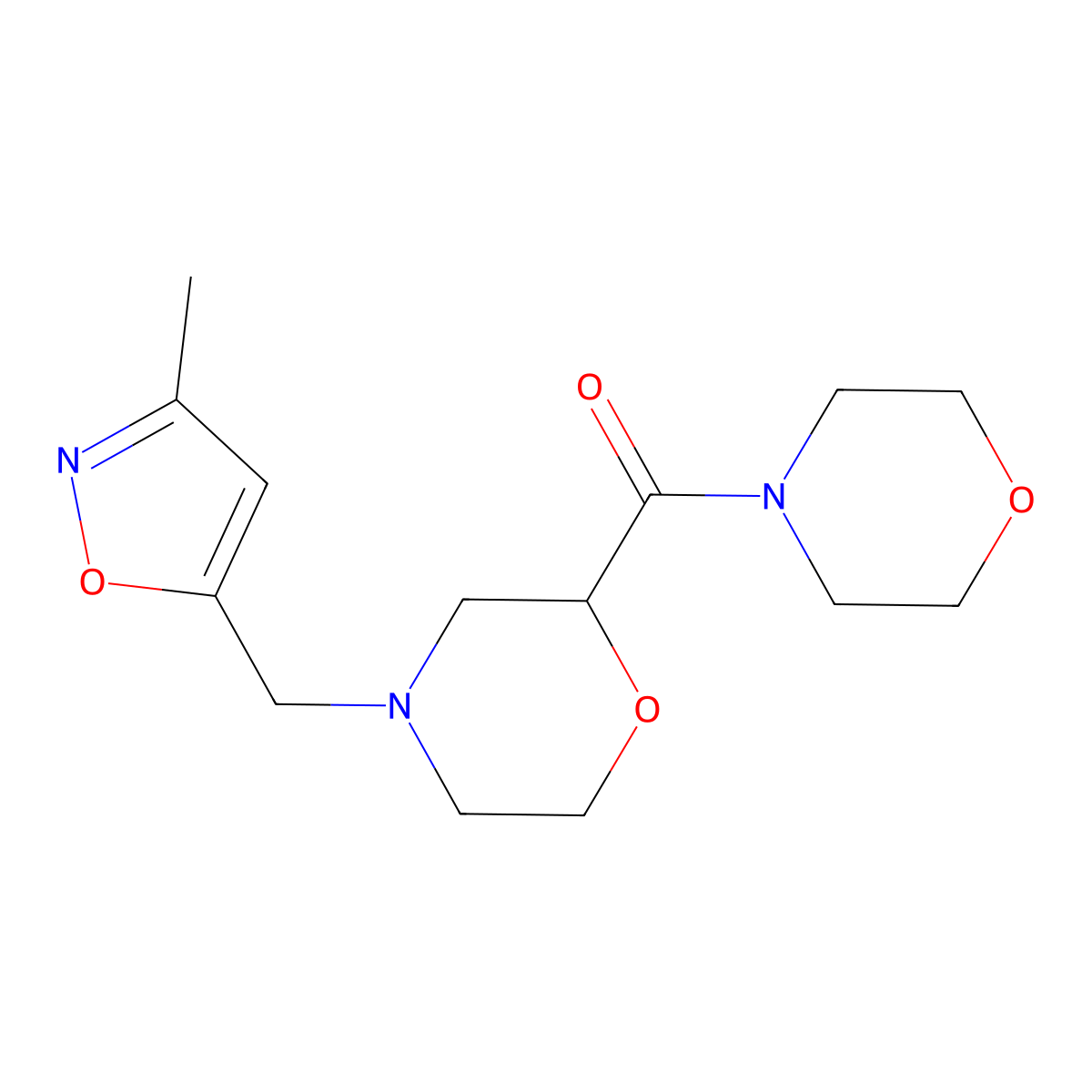 4-[(3-Methyl-1,2-oxazol-5-yl)methyl]-2-(morpholine-4-carbonyl)morpholine molecular structure, CAS 2640817-65-6