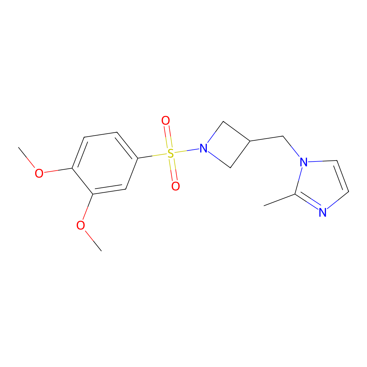 1-{[1-(3,4-dimethoxybenzenesulfonyl)azetidin-3-yl]methyl}-2-methyl-1H-imidazole molecular structure, CAS 2640817-69-0