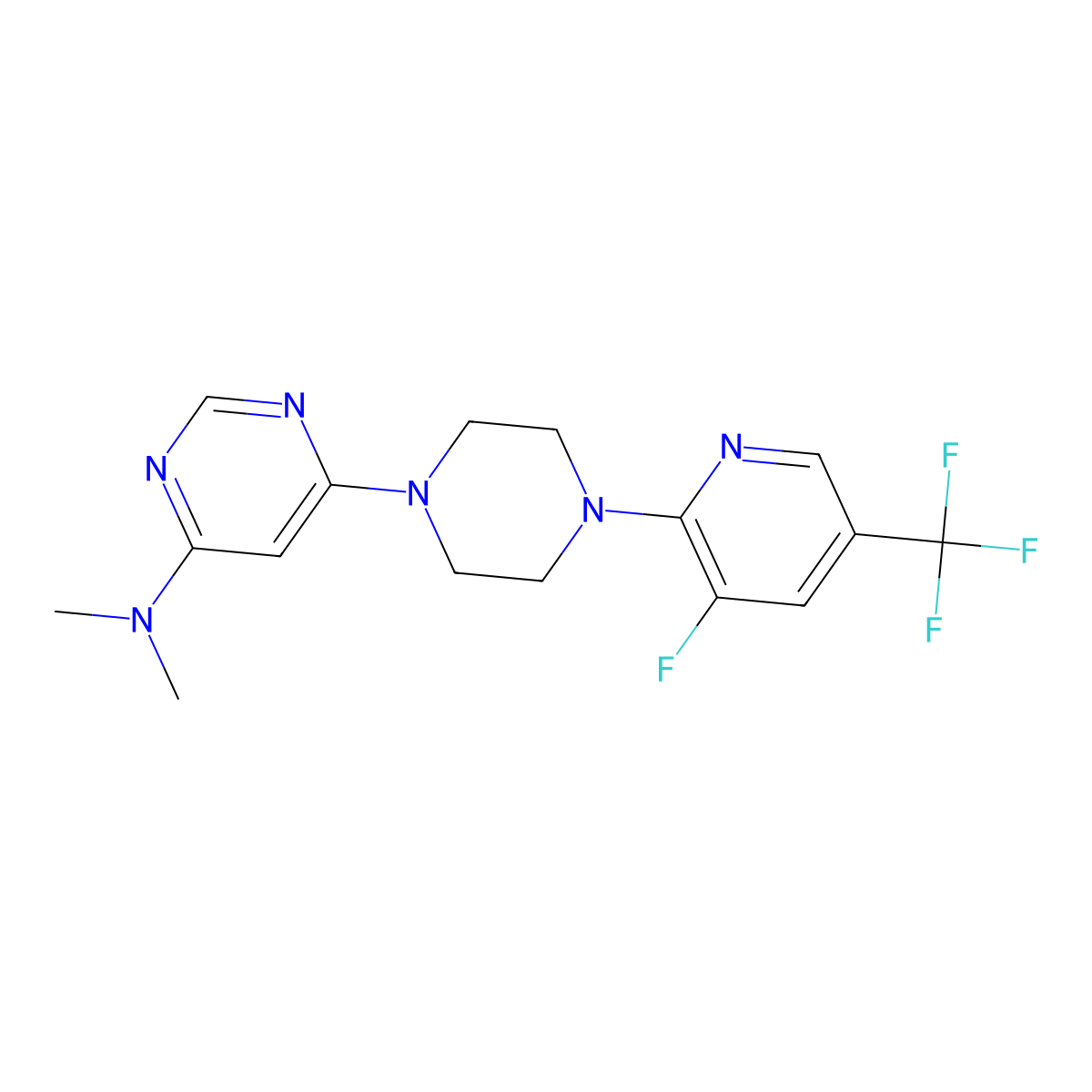6-{4-[3-fluoro-5-(trifluoromethyl)pyridin-2-yl]piperazin-1-yl}-N,N-dimethylpyrimidin-4-amine molecular structure, CAS 2640817-72-5