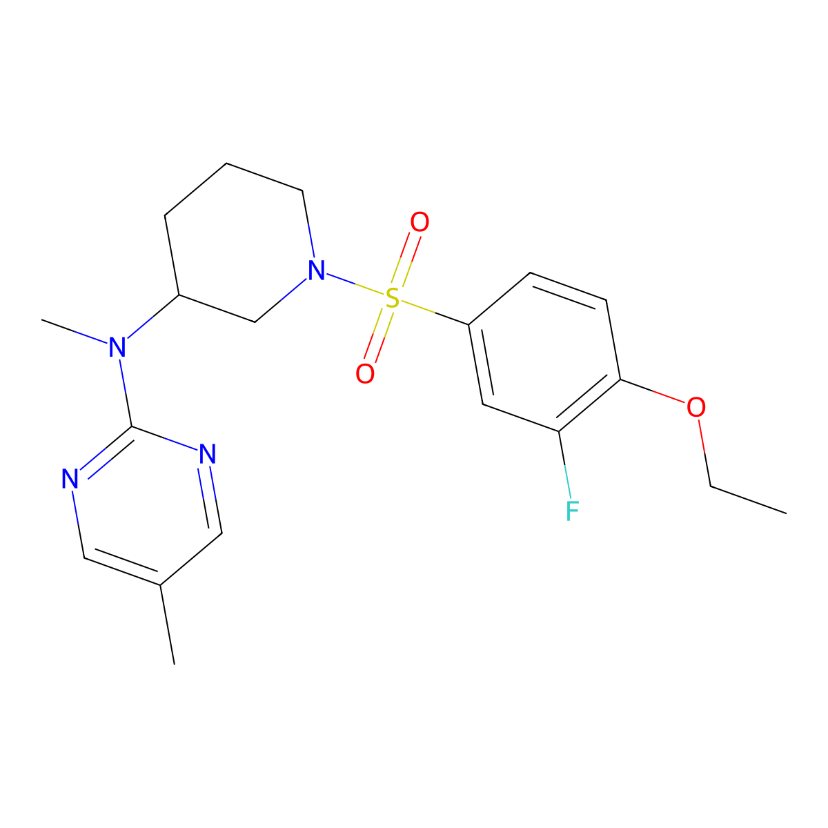 N-[1-(4-ethoxy-3-fluorobenzenesulfonyl)piperidin-3-yl]-N,5-dimethylpyrimidin-2-amine molecular structure, CAS 2640817-79-2