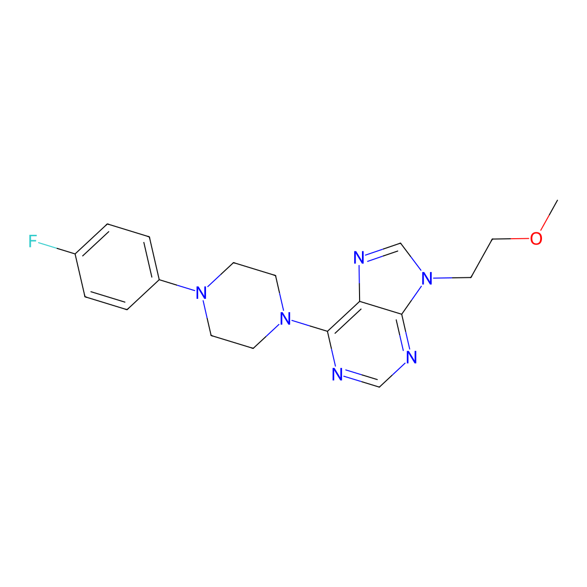 6-[4-(4-fluorophenyl)piperazin-1-yl]-9-(2-methoxyethyl)-9H-purine molecular structure, CAS 2640817-98-5