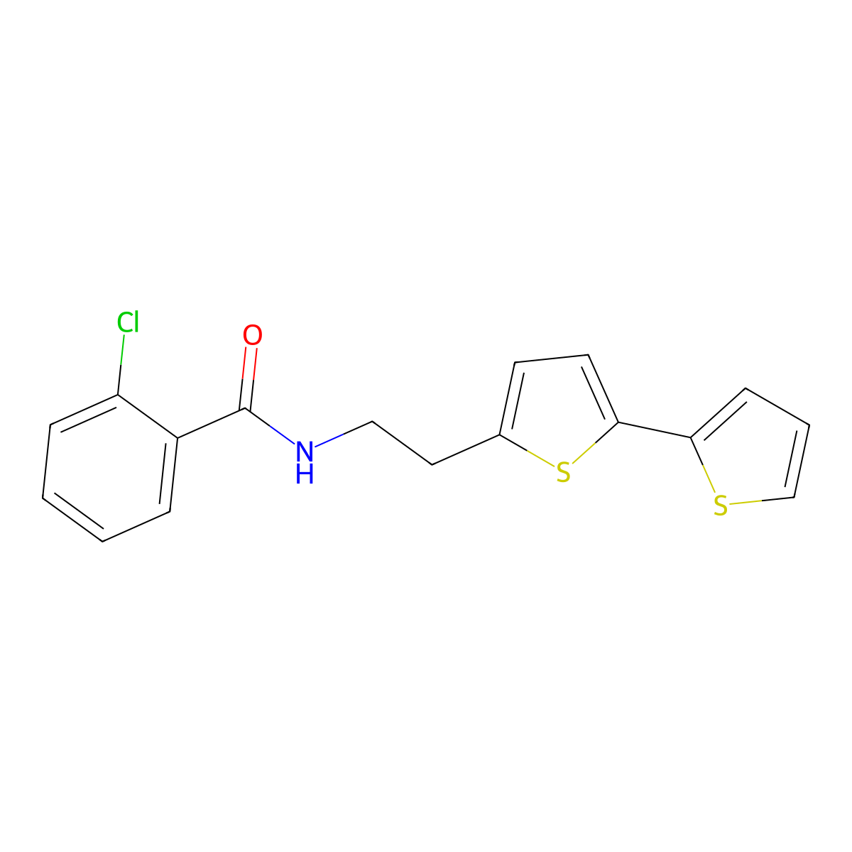 N-(2-{[2,2'-bithiophene]-5-yl}ethyl)-2-chlorobenzamide molecular structure, CAS 2640817-99-6