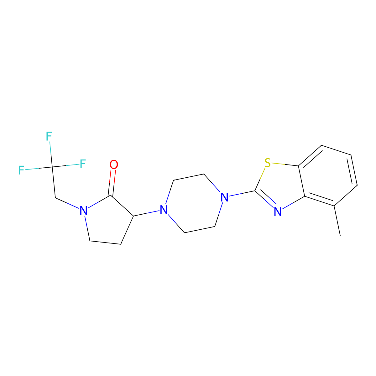 3-[4-(4-Methyl-1,3-benzothiazol-2-yl)piperazin-1-yl]-1-(2,2,2-trifluoroethyl)pyrrolidin-2-one molecular structure, CAS 2640818-00-2