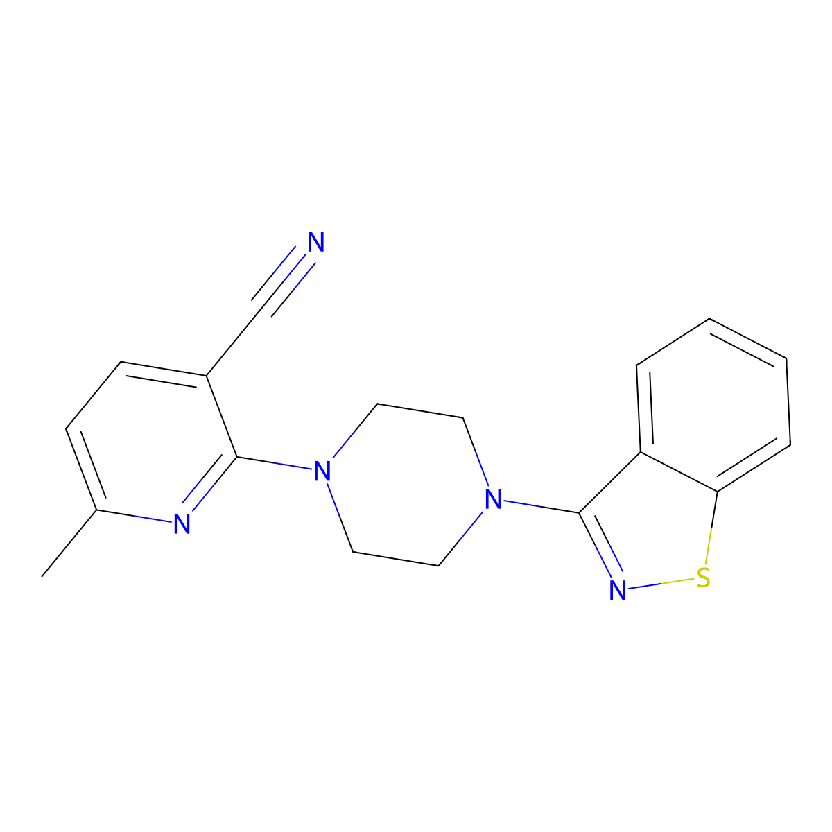 2-[4-(1,2-Benzothiazol-3-yl)piperazin-1-yl]-6-methylpyridine-3-carbonitrile molecular structure, CAS 2640818-01-3
