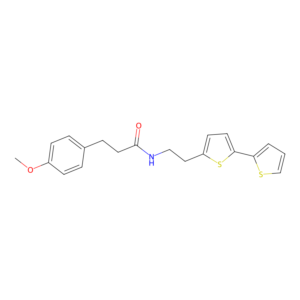 N-(2-{[2,2'-bithiophene]-5-yl}ethyl)-3-(4-methoxyphenyl)propanamide molecular structure, CAS 2640818-02-4