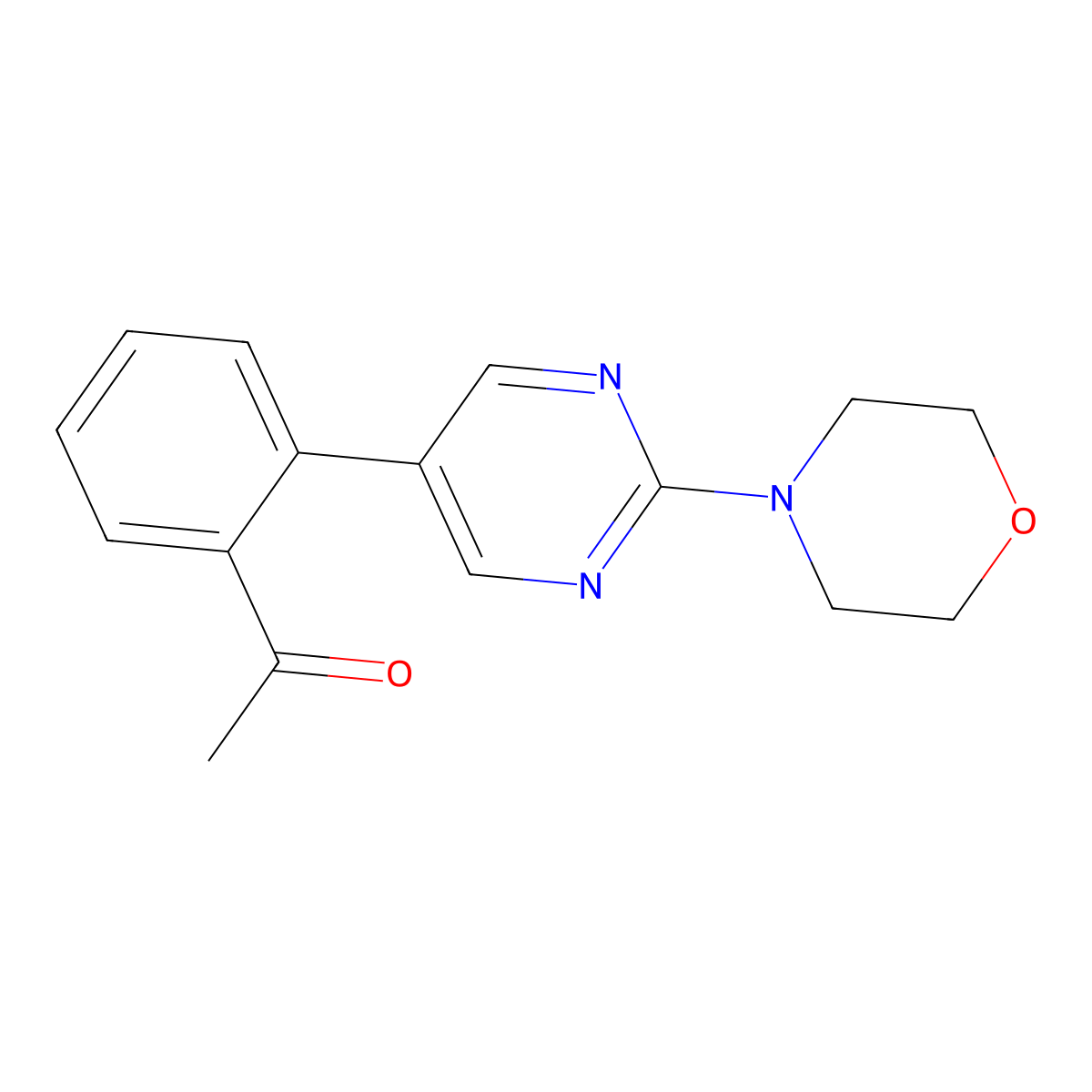 1-{2-[2-(Morpholin-4-yl)pyrimidin-5-yl]phenyl}ethan-1-one molecular structure, CAS 2640818-03-5