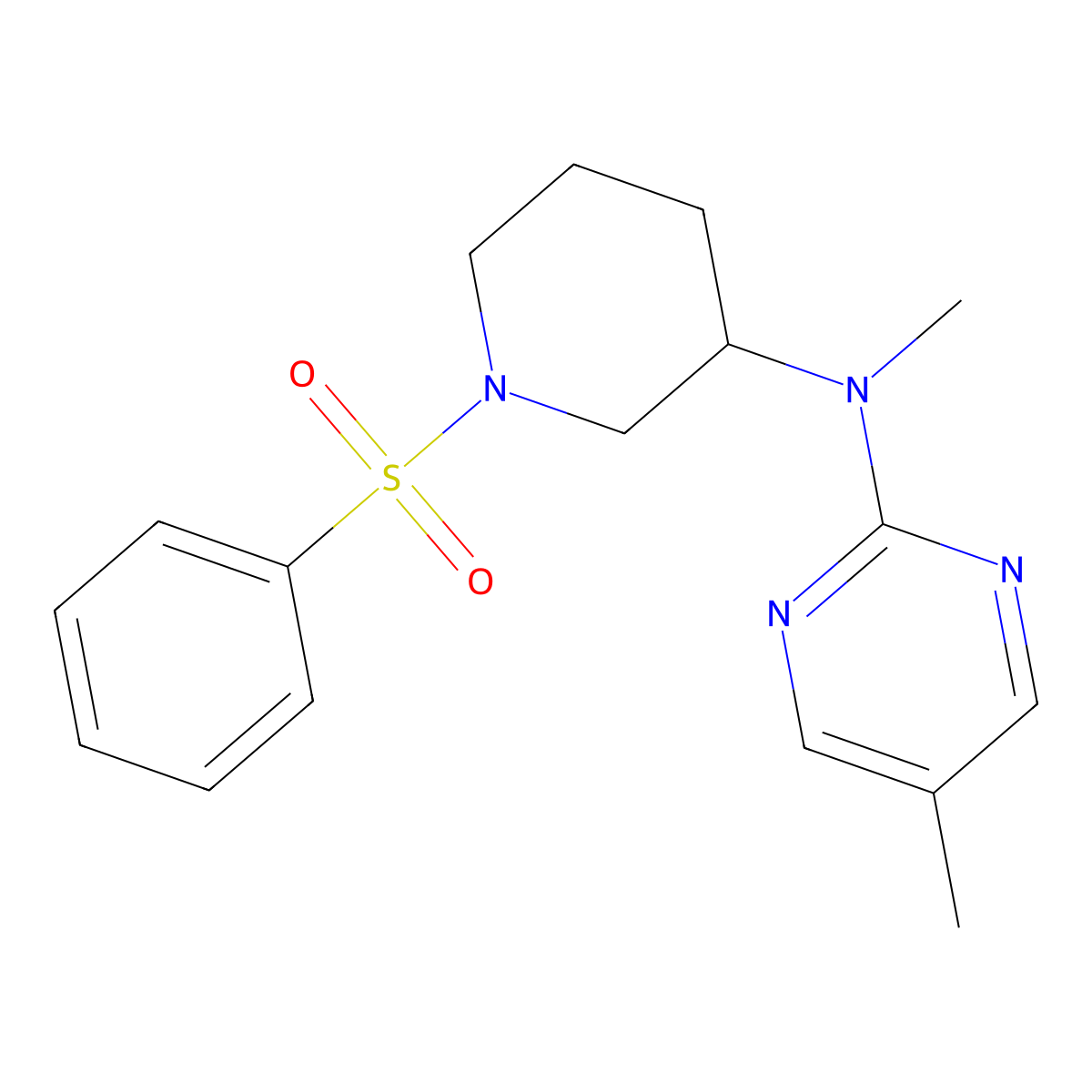 N-[1-(benzenesulfonyl)piperidin-3-yl]-N,5-dimethylpyrimidin-2-amine molecular structure, CAS 2640818-06-8