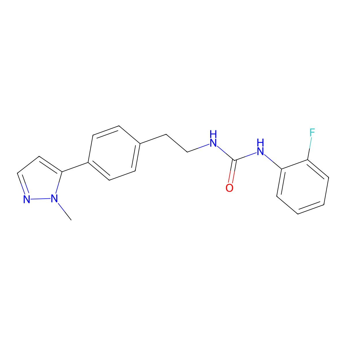 3-(2-fluorophenyl)-1-{2-[4-(1-methyl-1H-pyrazol-5-yl)phenyl]ethyl}urea molecular structure, CAS 2640818-08-0