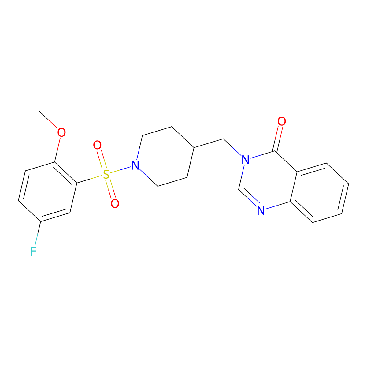 3-{[1-(5-Fluoro-2-methoxybenzenesulfonyl)piperidin-4-yl]methyl}-3,4-dihydroquinazolin-4-one molecular structure, CAS 2640818-28-4