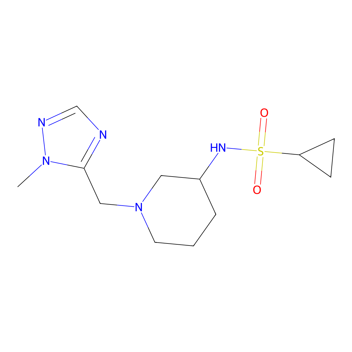 N-{1-[(1-methyl-1H-1,2,4-triazol-5-yl)methyl]piperidin-3-yl}cyclopropanesulfonamide molecular structure, CAS 2640818-29-5