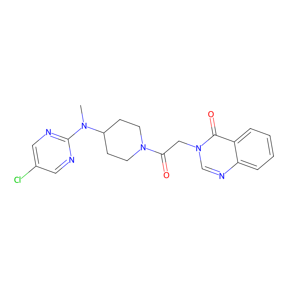 3-(2-{4-[(5-Chloropyrimidin-2-yl)(methyl)amino]piperidin-1-yl}-2-oxoethyl)-3,4-dihydroquinazolin-4-one molecular structure, CAS 2640818-38-6