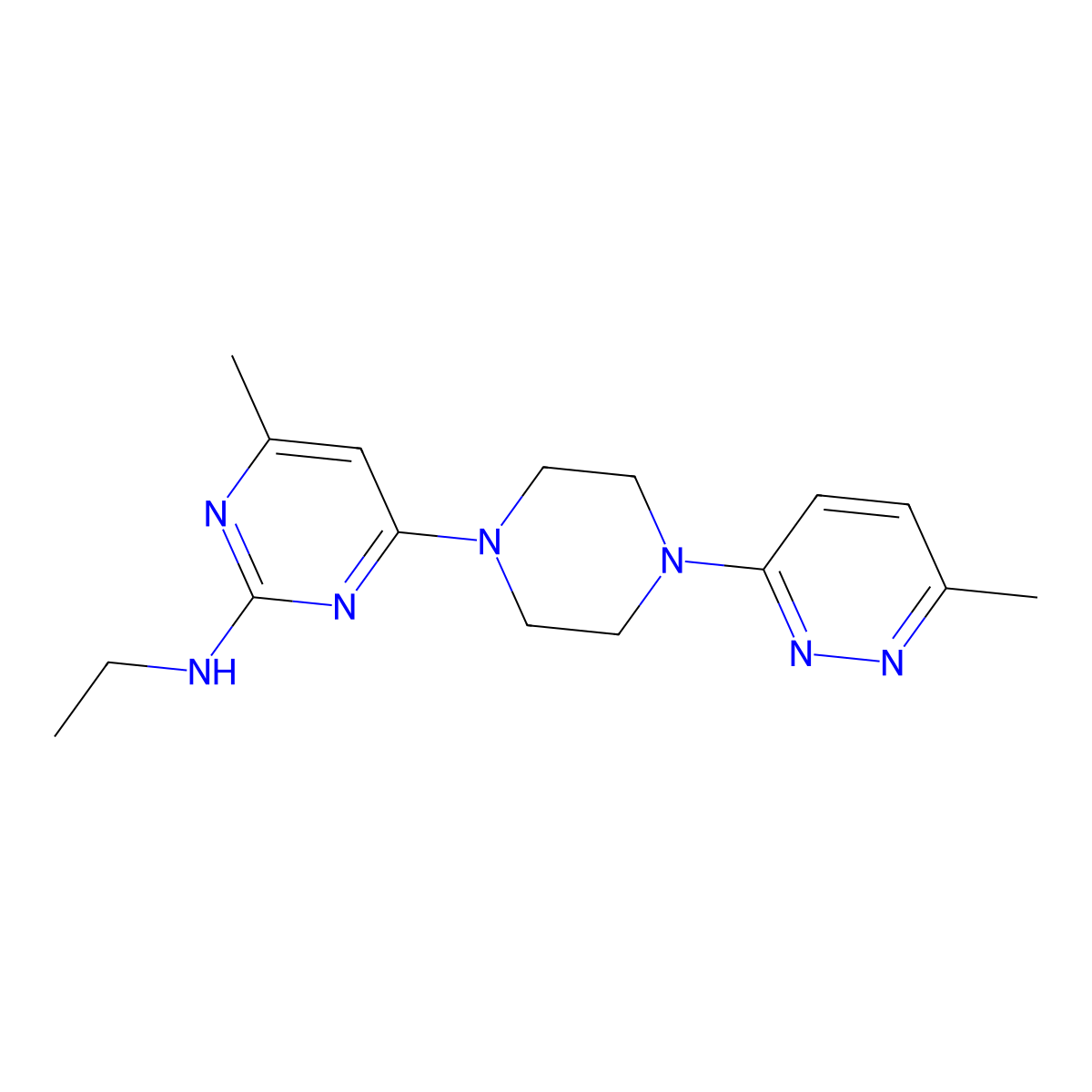 N-ethyl-4-methyl-6-[4-(6-methylpyridazin-3-yl)piperazin-1-yl]pyrimidin-2-amine molecular structure, CAS 2640818-46-6
