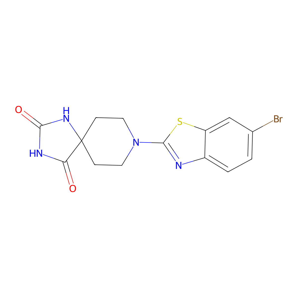 8-(6-Bromo-1,3-benzothiazol-2-yl)-1,3,8-triazaspiro[4.5]decane-2,4-dione molecular structure, CAS 2640818-47-7