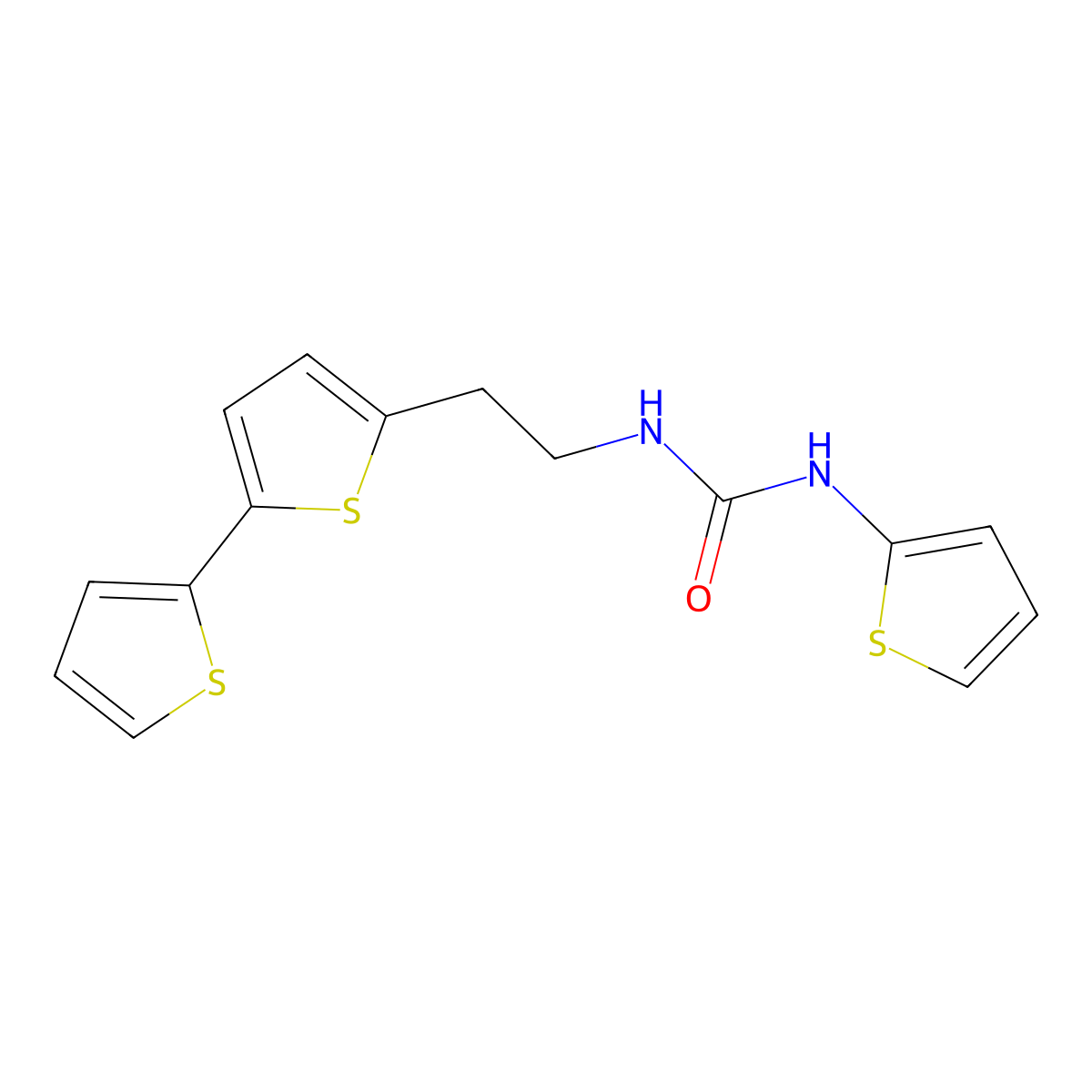 3-(2-{[2,2'-Bithiophene]-5-yl}ethyl)-1-(thiophen-2-yl)urea molecular structure, CAS 2640818-49-9