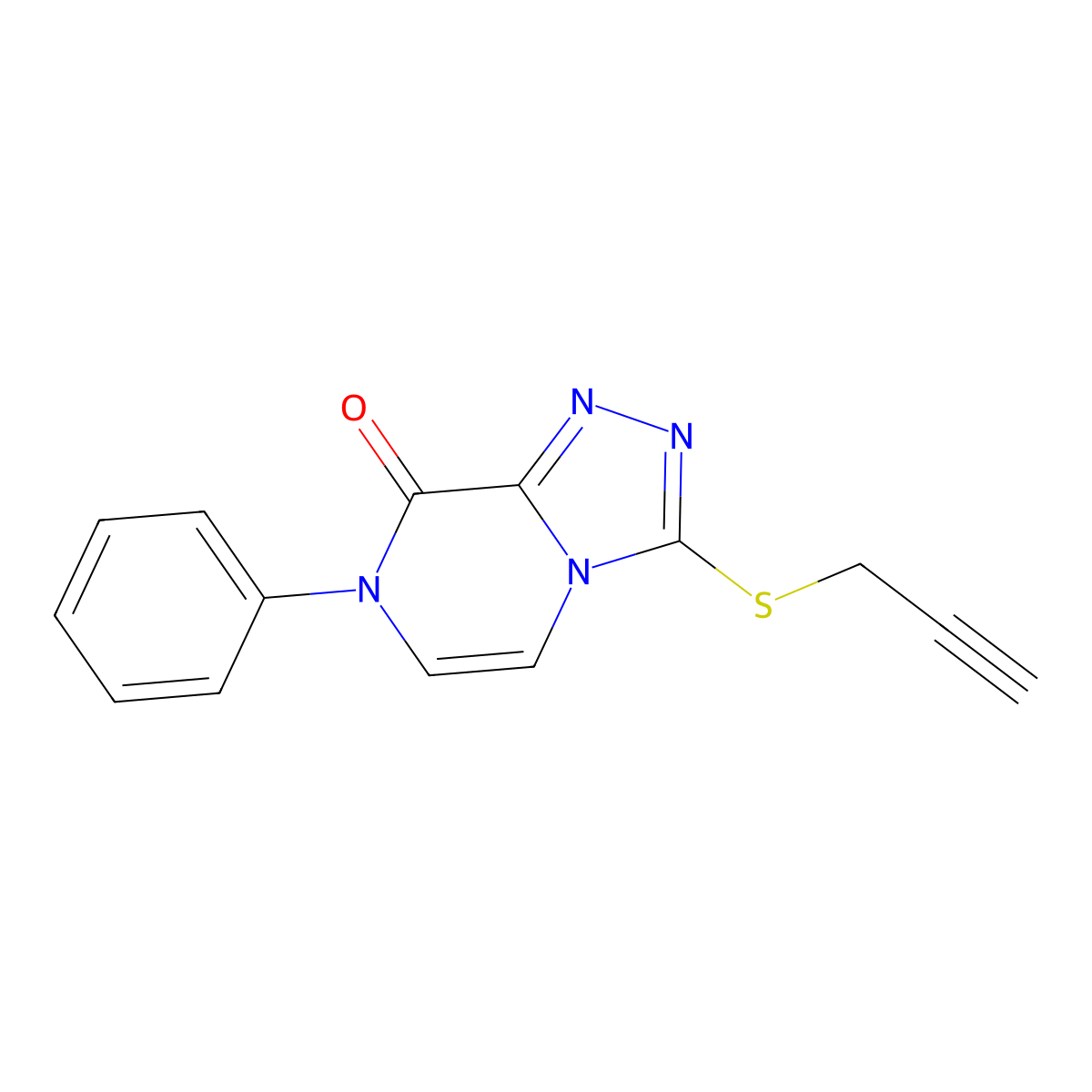 7-phenyl-3-(prop-2-yn-1-ylsulfanyl)-7H,8H-[1,2,4]triazolo[4,3-a]pyrazin-8-one molecular structure, CAS 2640818-51-3