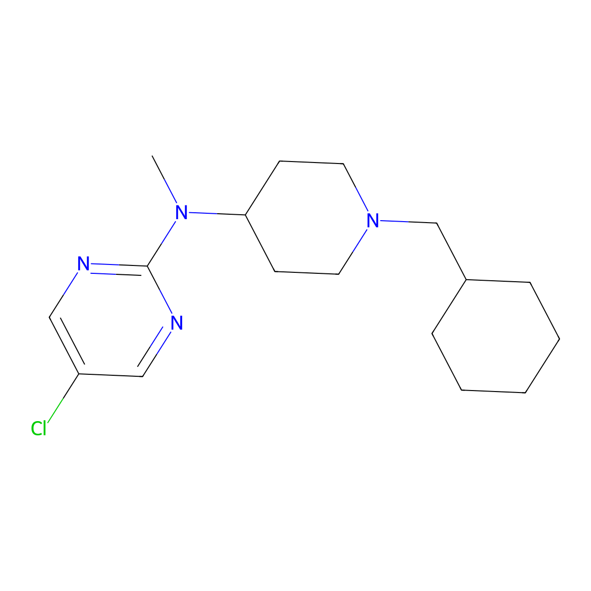 5-chloro-N-[1-(cyclohexylmethyl)piperidin-4-yl]-N-methylpyrimidin-2-amine molecular structure, CAS 2640818-56-8