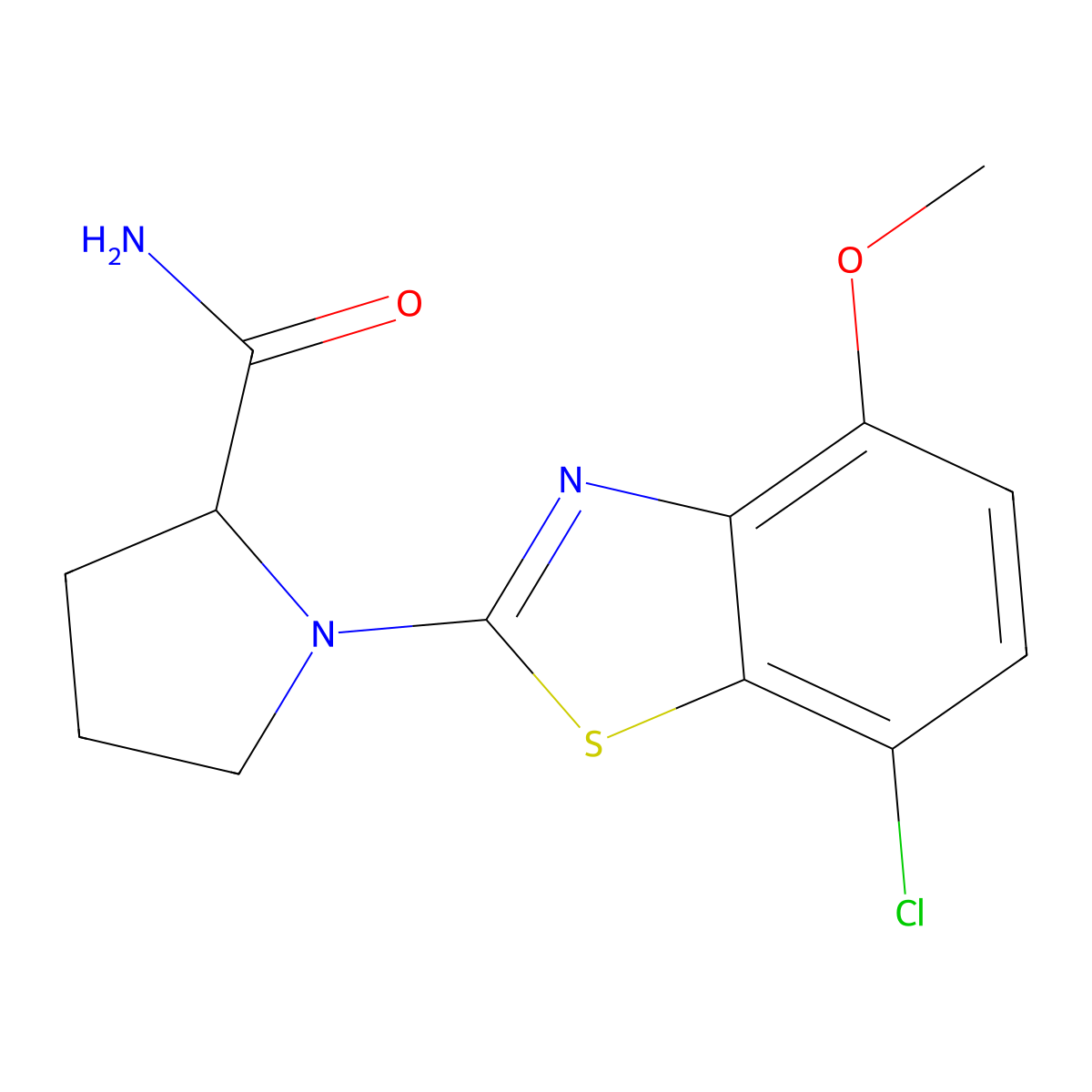 1-(7-Chloro-4-methoxy-1,3-benzothiazol-2-yl)pyrrolidine-2-carboxamide molecular structure, CAS 2640818-60-4