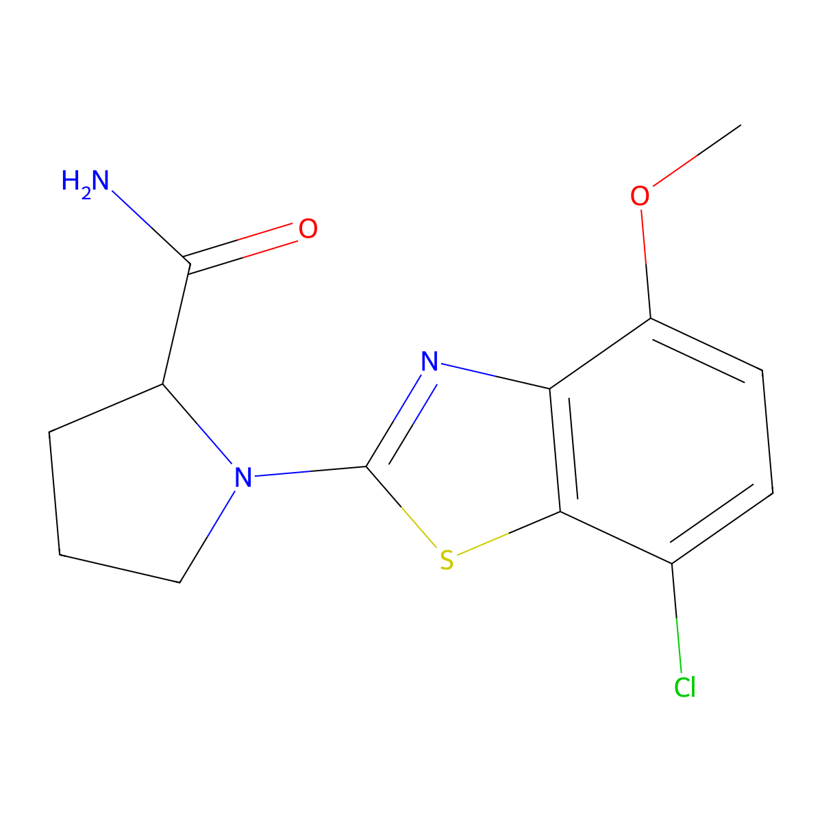 1-(7-Chloro-4-methoxy-1,3-benzothiazol-2-yl)pyrrolidine-2-carboxamide molecular structure, CAS 2640818-60-4