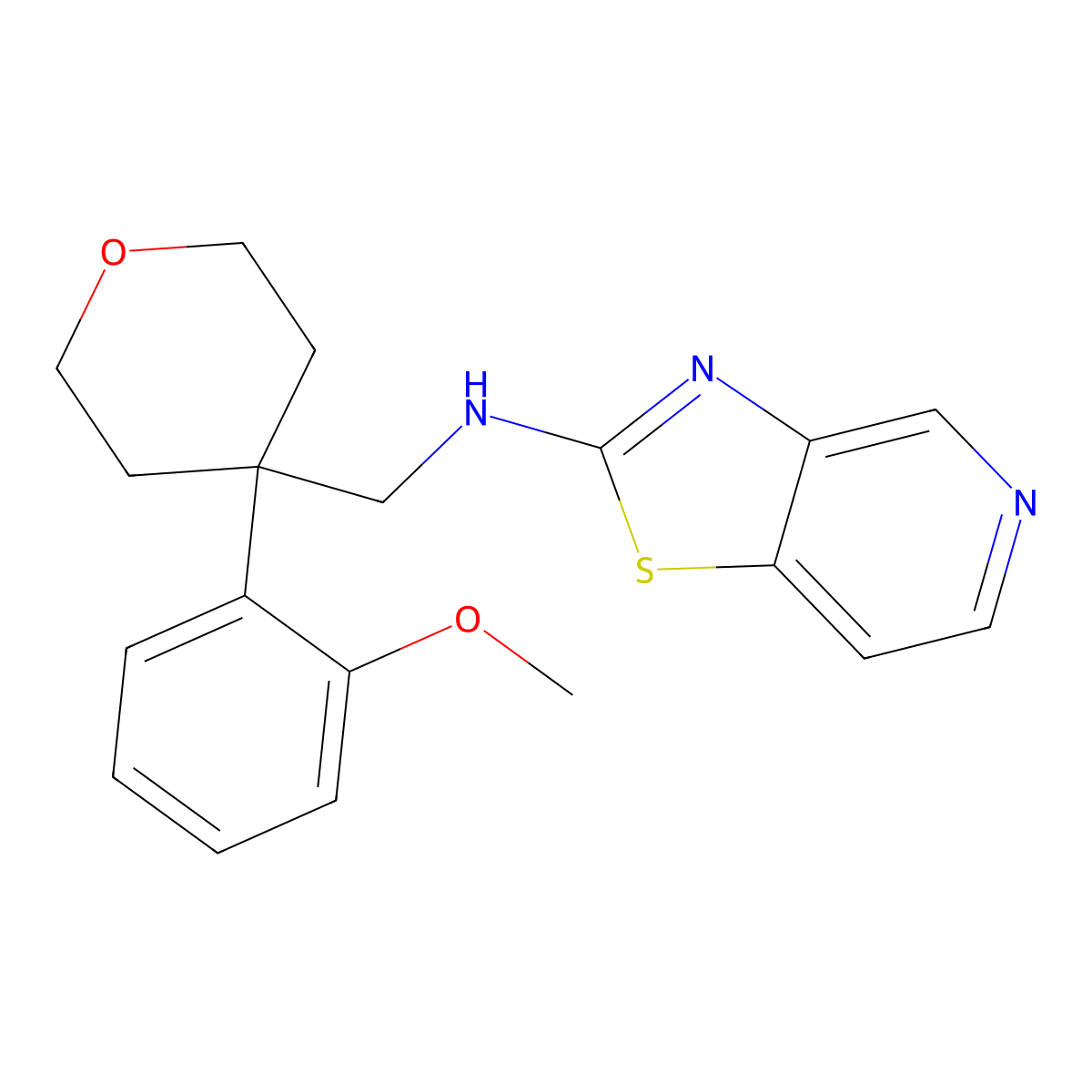N-{[4-(2-methoxyphenyl)oxan-4-yl]methyl}-[1,3]thiazolo[4,5-c]pyridin-2-amine molecular structure, CAS 2640818-63-7