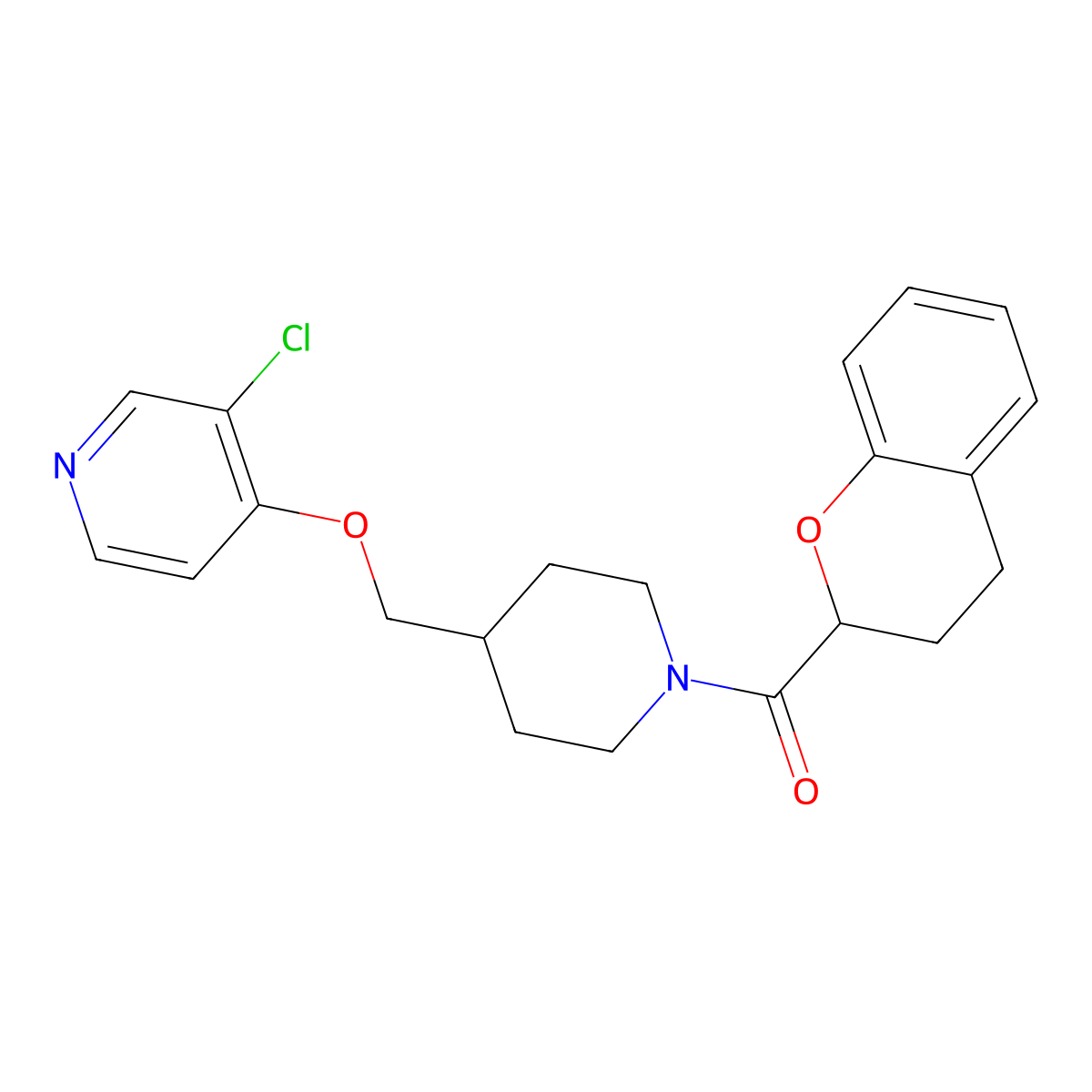 3-chloro-4-{[1-(3,4-dihydro-2H-1-benzopyran-2-carbonyl)piperidin-4-yl]methoxy}pyridine molecular structure, CAS 2640818-64-8