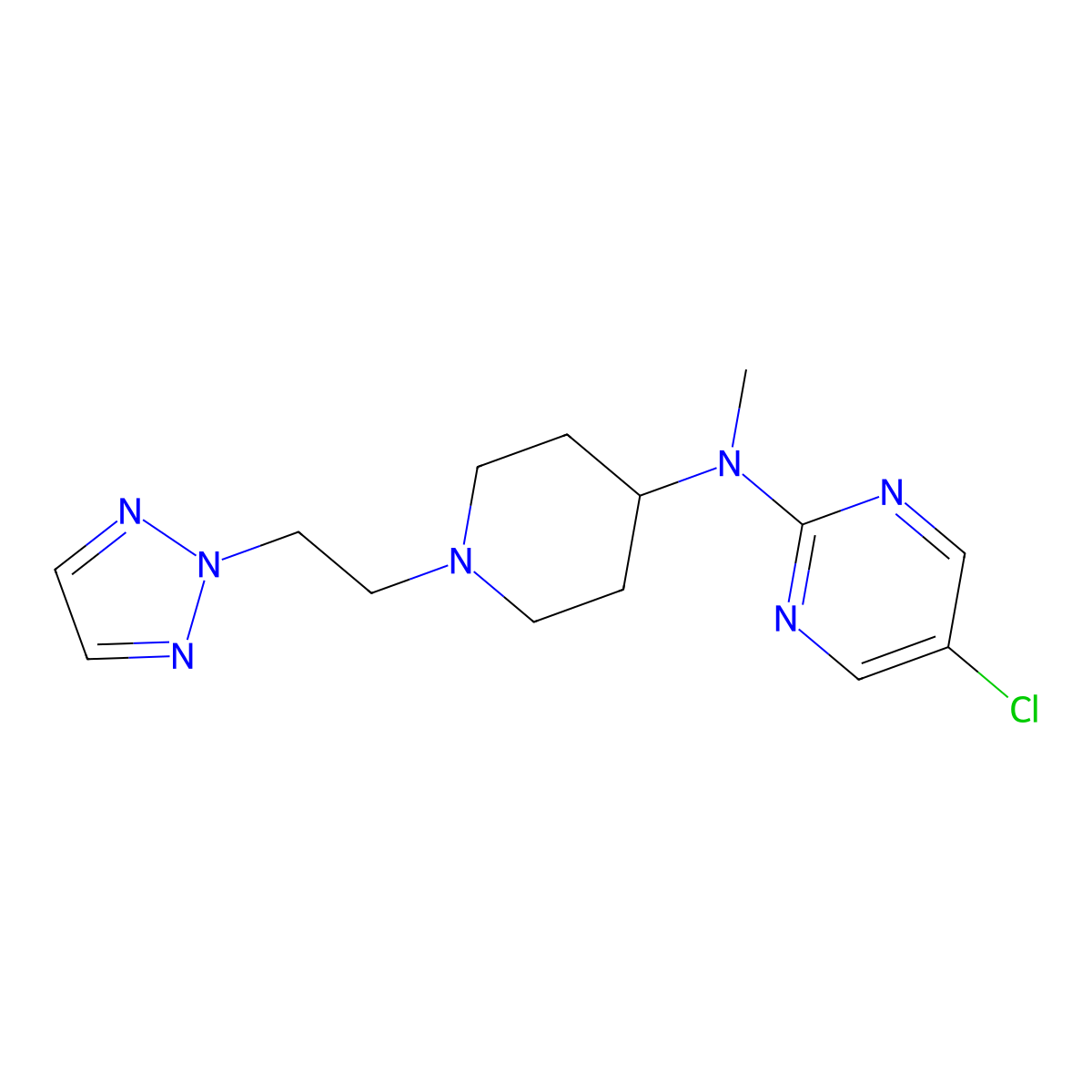 5-chloro-N-methyl-N-{1-[2-(2H-1,2,3-triazol-2-yl)ethyl]piperidin-4-yl}pyrimidin-2-amine molecular structure, CAS 2640818-75-1