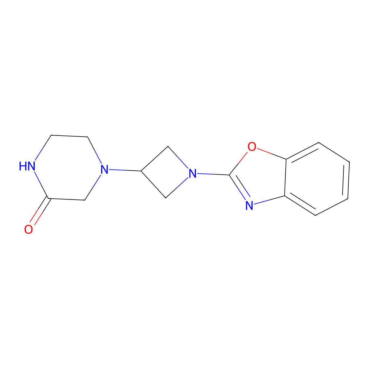 4-[1-(1,3-Benzoxazol-2-yl)azetidin-3-yl]piperazin-2-one molecular structure, CAS 2640818-84-2