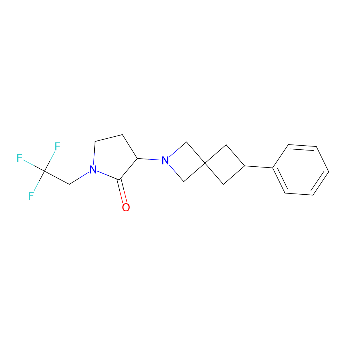 3-{6-Phenyl-2-azaspiro[3.3]heptan-2-yl}-1-(2,2,2-trifluoroethyl)pyrrolidin-2-one molecular structure, CAS 2640818-85-3