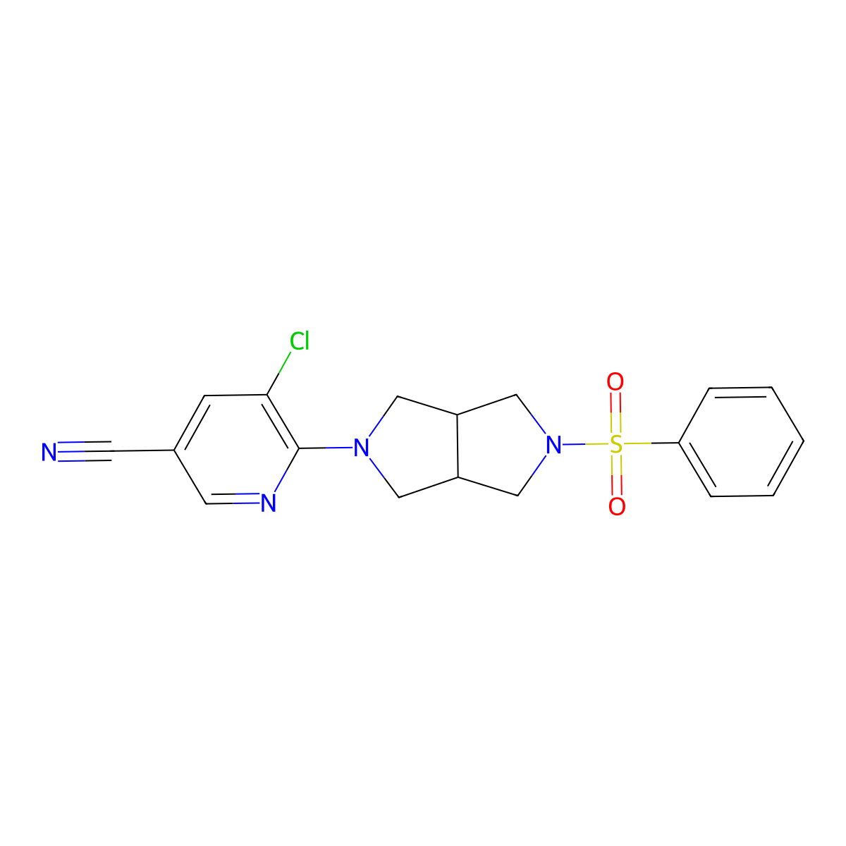 6-[5-(Benzenesulfonyl)-octahydropyrrolo[3,4-c]pyrrol-2-yl]-5-chloropyridine-3-carbonitrile molecular structure, CAS 2640818-87-5