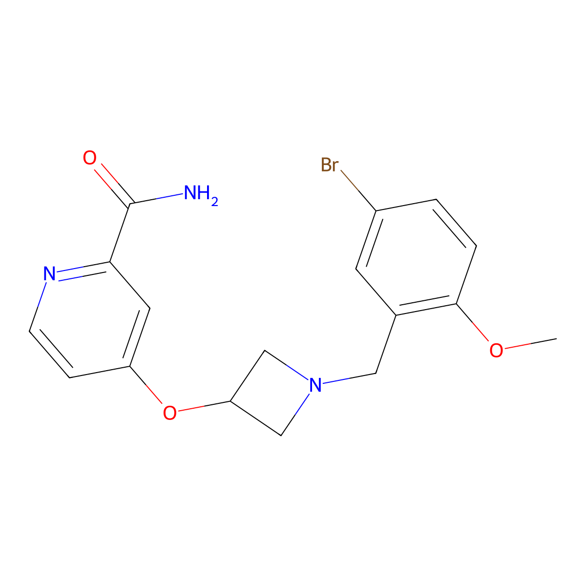4-({1-[(5-Bromo-2-methoxyphenyl)methyl]azetidin-3-yl}oxy)pyridine-2-carboxamide molecular structure, CAS 2640818-91-1
