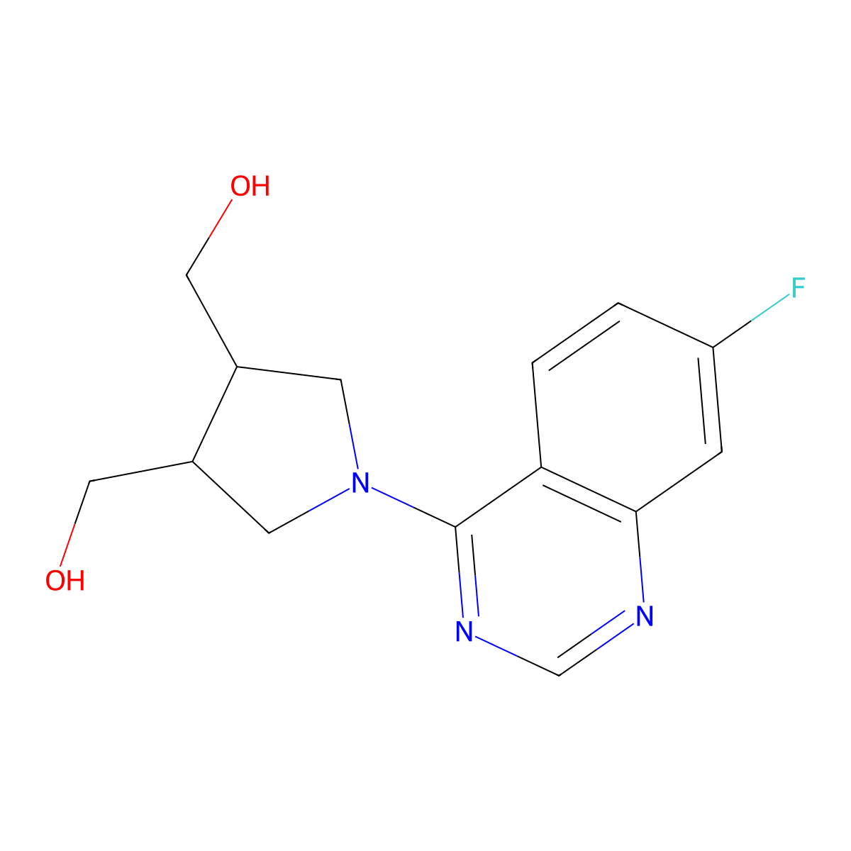 [1-(7-Fluoroquinazolin-4-yl)-4-(hydroxymethyl)pyrrolidin-3-yl]methanol molecular structure, CAS 2640818-92-2