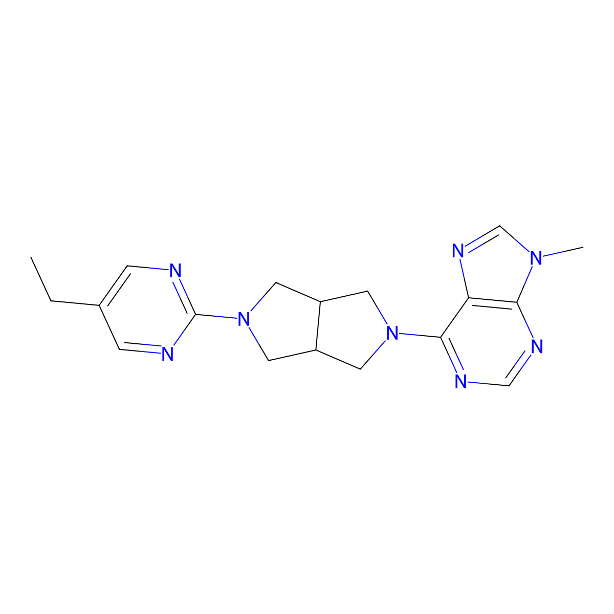 6-[5-(5-ethylpyrimidin-2-yl)-octahydropyrrolo[3,4-c]pyrrol-2-yl]-9-methyl-9H-purine molecular structure, CAS 2640818-95-5