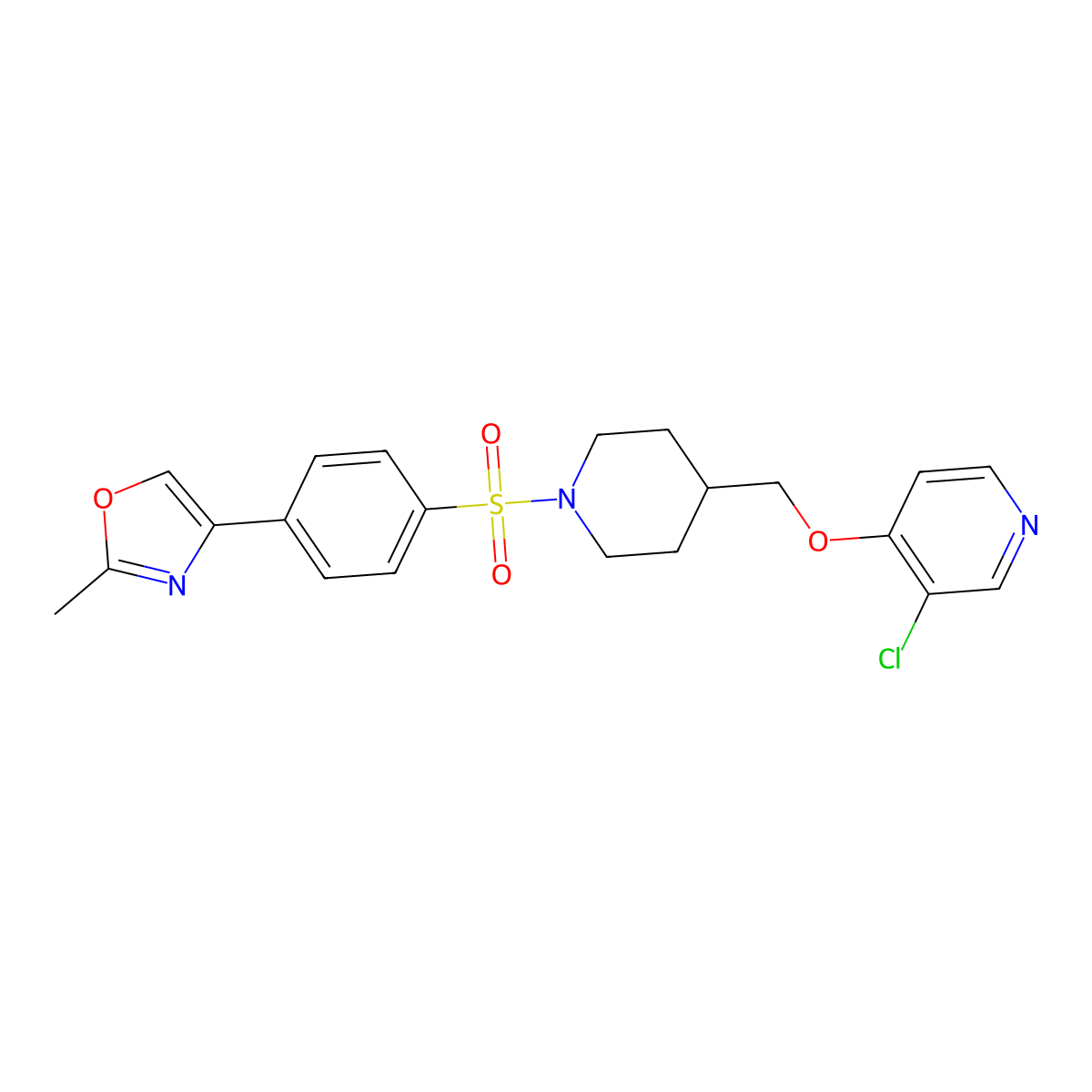 3-Chloro-4-({1-[4-(2-methyl-1,3-oxazol-4-yl)benzenesulfonyl]piperidin-4-yl}methoxy)pyridine molecular structure, CAS 2640818-98-8
