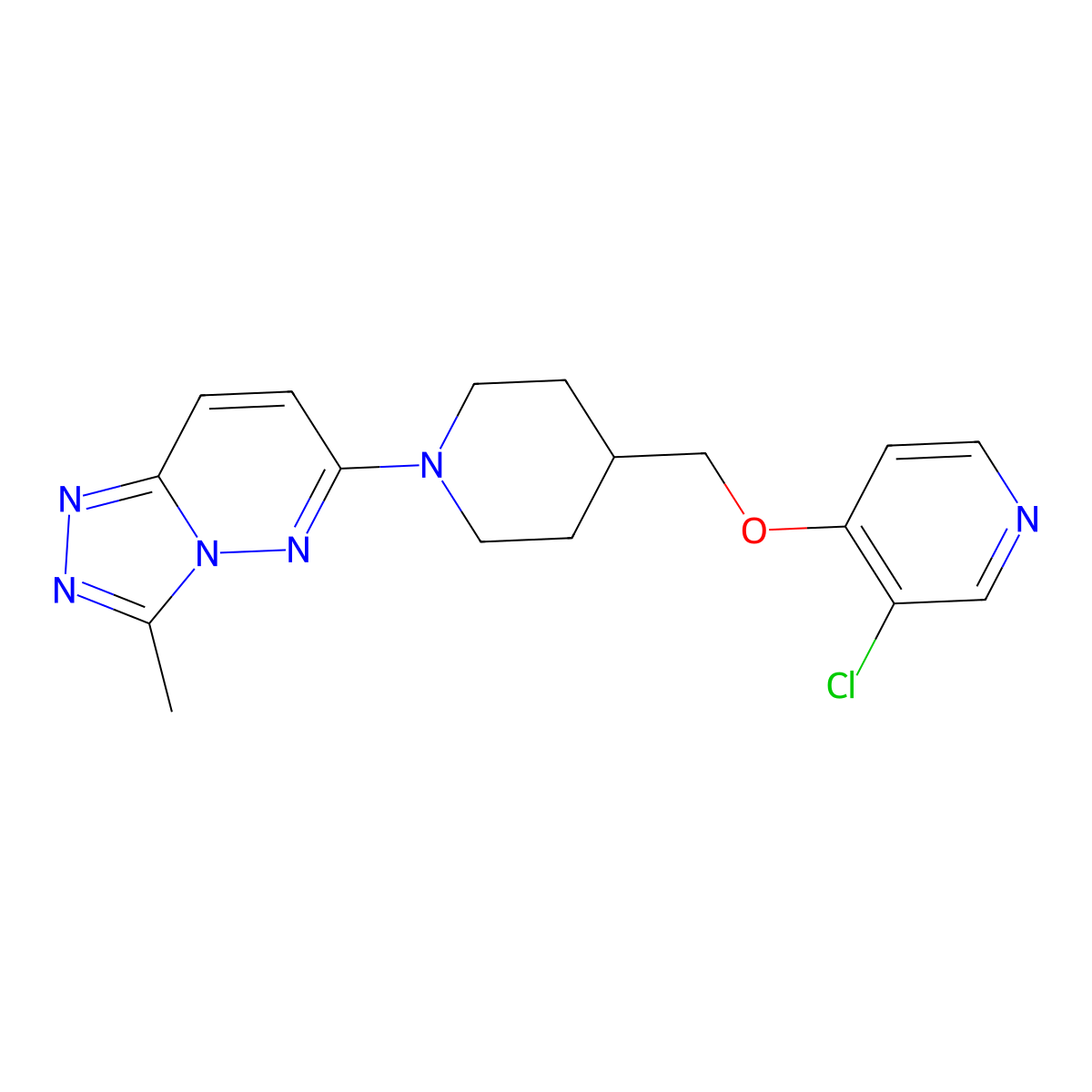 3-Chloro-4-[(1-{3-methyl-[1,2,4]triazolo[4,3-b]pyridazin-6-yl}piperidin-4-yl)methoxy]pyridine molecular structure, CAS 2640819-01-6
