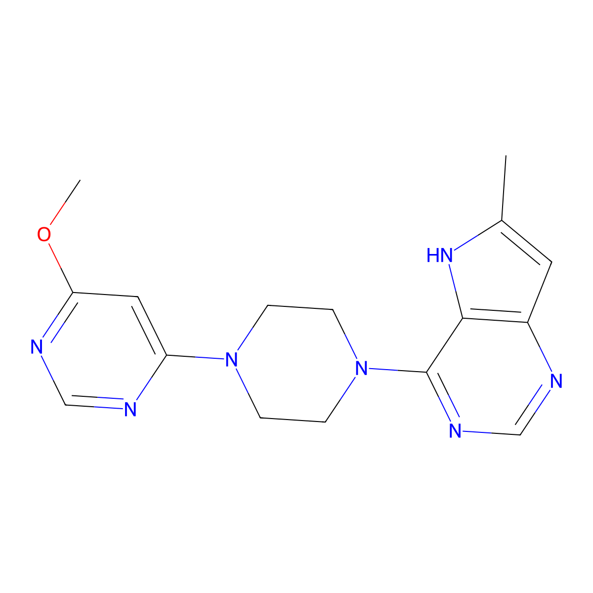 4-methoxy-6-(4-{6-methyl-5H-pyrrolo[3,2-d]pyrimidin-4-yl}piperazin-1-yl)pyrimidine molecular structure, CAS 2640819-07-2