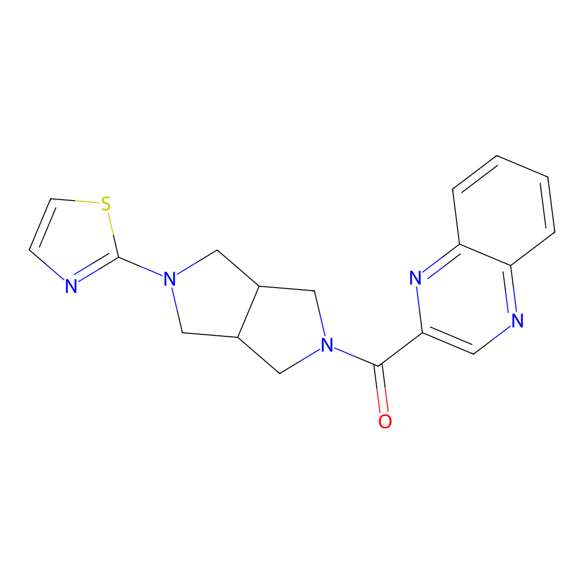 2-[5-(1,3-Thiazol-2-yl)-octahydropyrrolo[3,4-c]pyrrole-2-carbonyl]quinoxaline molecular structure, CAS 2640819-09-4
