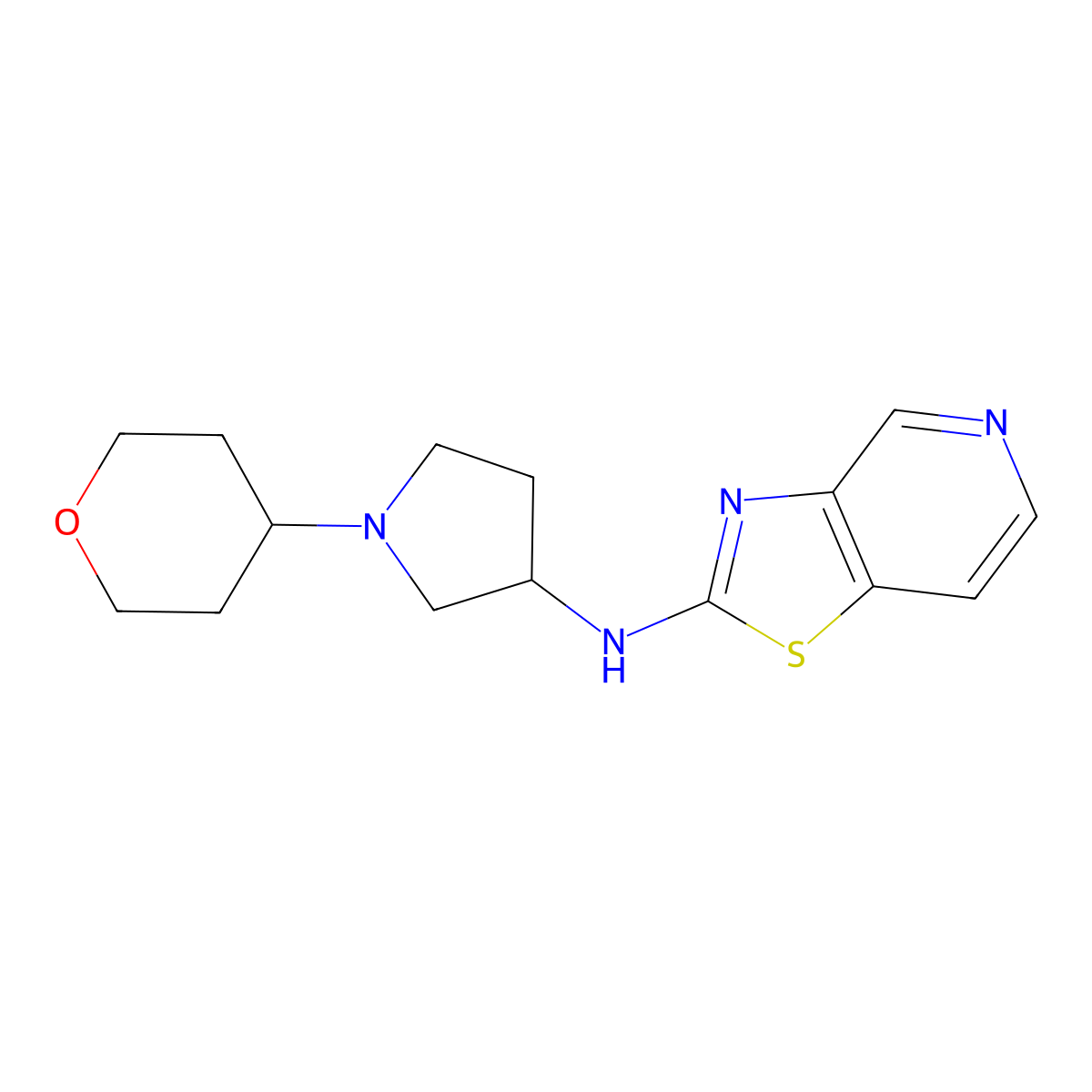 1-(oxan-4-yl)-N-{[1,3]thiazolo[4,5-c]pyridin-2-yl}pyrrolidin-3-amine molecular structure, CAS 2640819-18-5