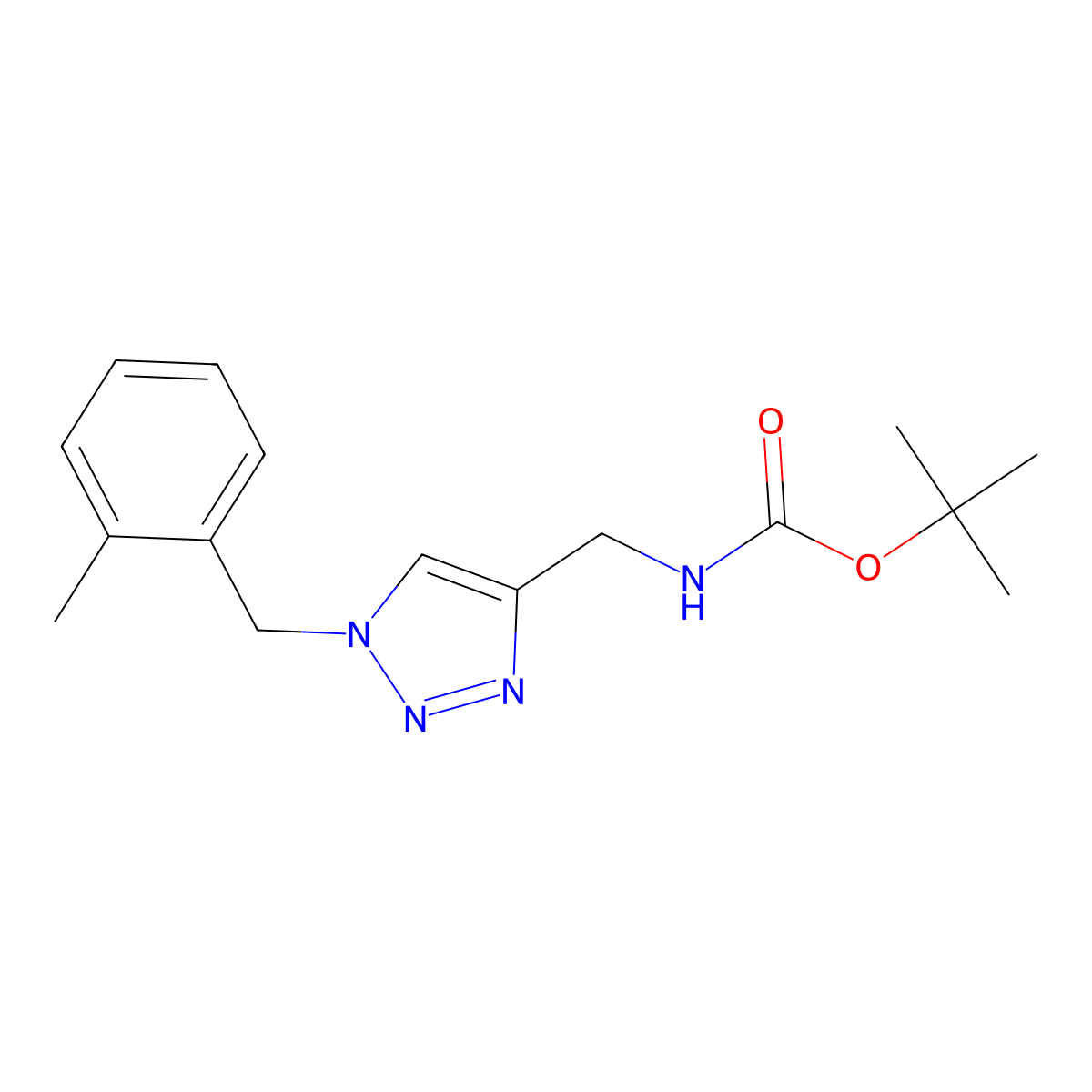 tert-butyl N-({1-[(2-methylphenyl)methyl]-1H-1,2,3-triazol-4-yl}methyl)carbamate molecular structure, CAS 2640819-19-6