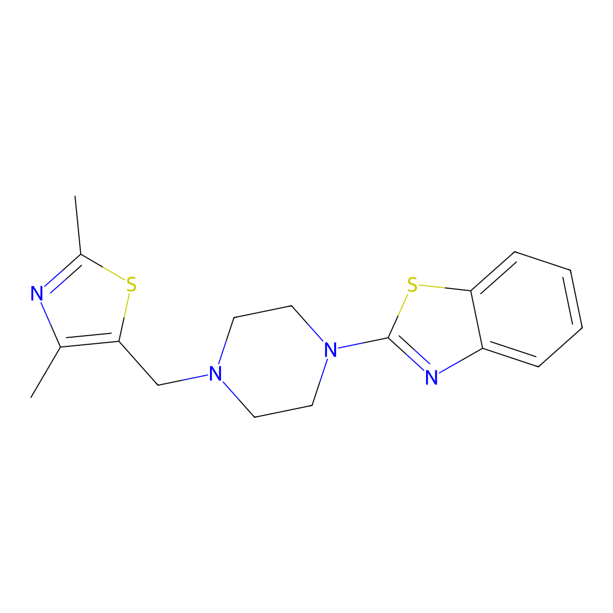 2-{4-[(2,4-Dimethyl-1,3-thiazol-5-yl)methyl]piperazin-1-yl}-1,3-benzothiazole molecular structure, CAS 2640819-29-8