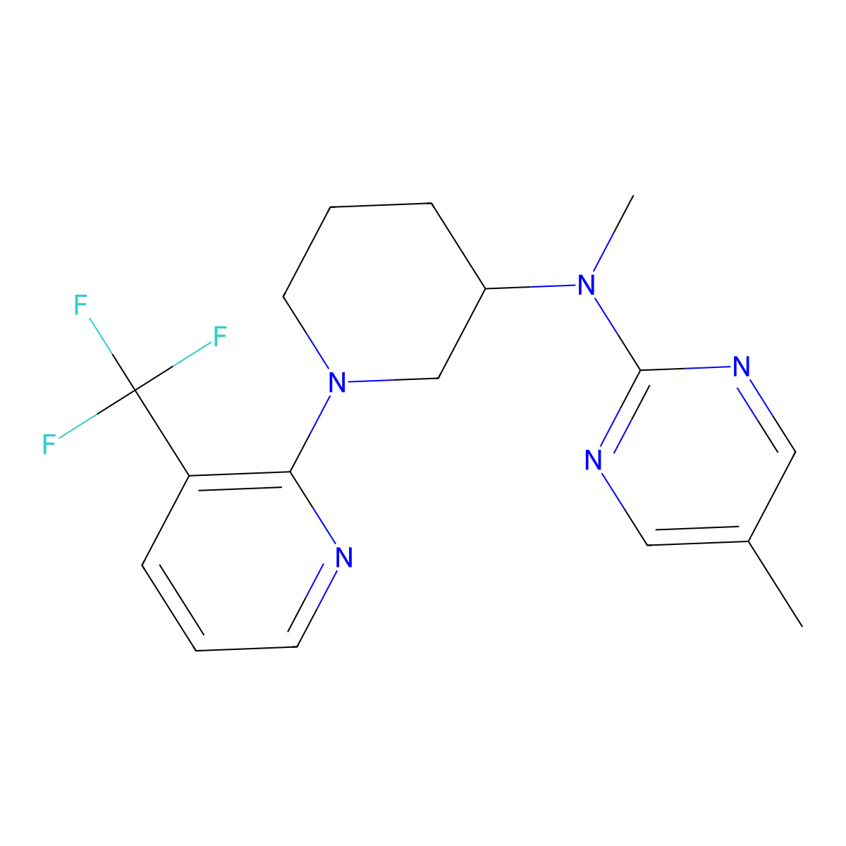 N,5-dimethyl-N-{1-[3-(trifluoromethyl)pyridin-2-yl]piperidin-3-yl}pyrimidin-2-amine molecular structure, CAS 2640819-38-9
