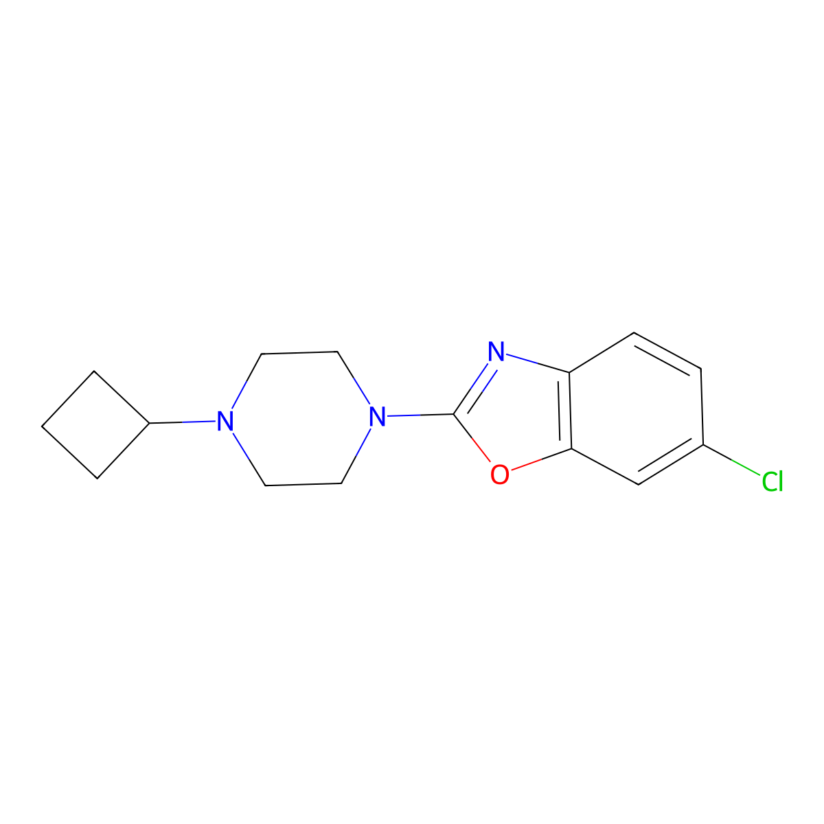 6-Chloro-2-(4-cyclobutylpiperazin-1-yl)-1,3-benzoxazole molecular structure, CAS 2640819-41-4