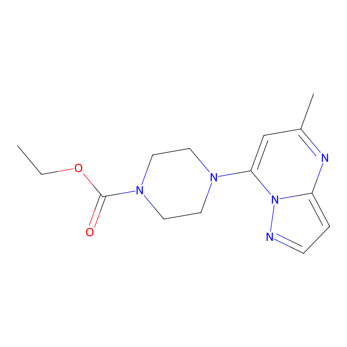 Ethyl 4-{5-methylpyrazolo[1,5-a]pyrimidin-7-yl}piperazine-1-carboxylate molecular structure, CAS 2640819-45-8