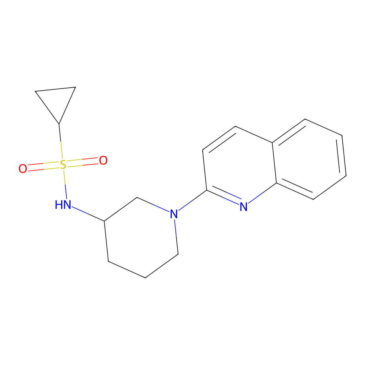 N-[1-(quinolin-2-yl)piperidin-3-yl]cyclopropanesulfonamide molecular structure, CAS 2640819-47-0