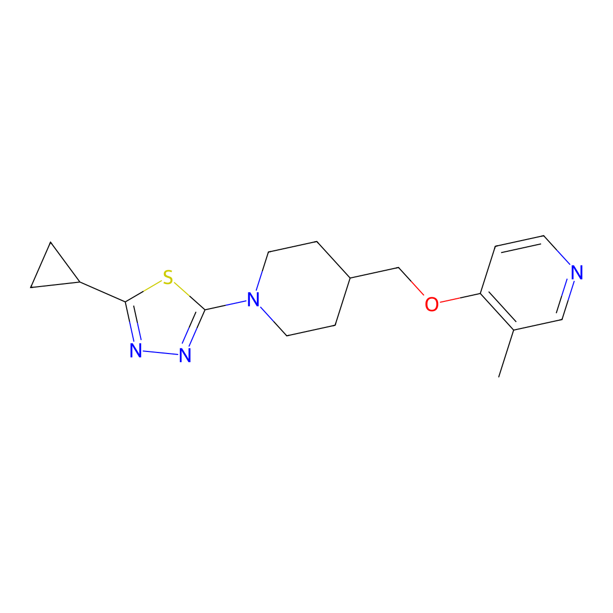 4-{[1-(5-Cyclopropyl-1,3,4-thiadiazol-2-yl)piperidin-4-yl]methoxy}-3-methylpyridine molecular structure, CAS 2640819-50-5