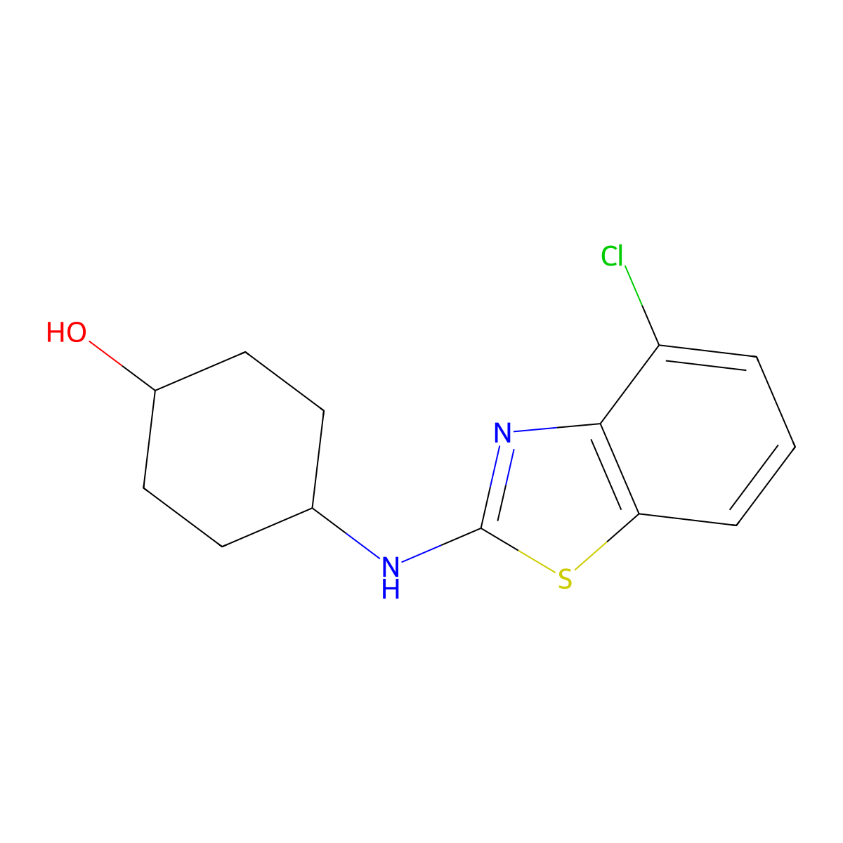 4-[(4-Chloro-1,3-benzothiazol-2-yl)amino]cyclohexan-1-ol molecular structure, CAS 2640819-51-6